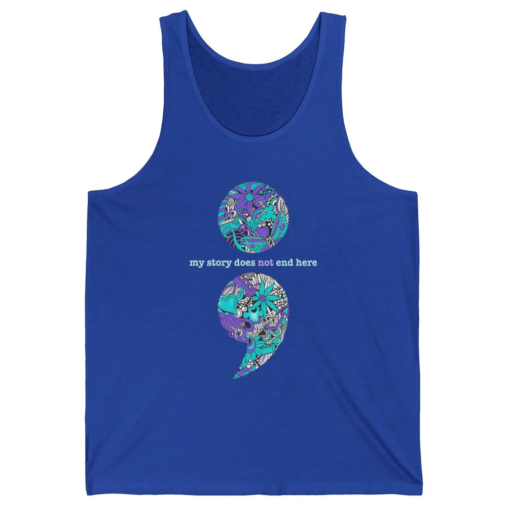 Semicolon Suicide Awareness Suicide Prevention Teal Purple Unisex Jersey Tank