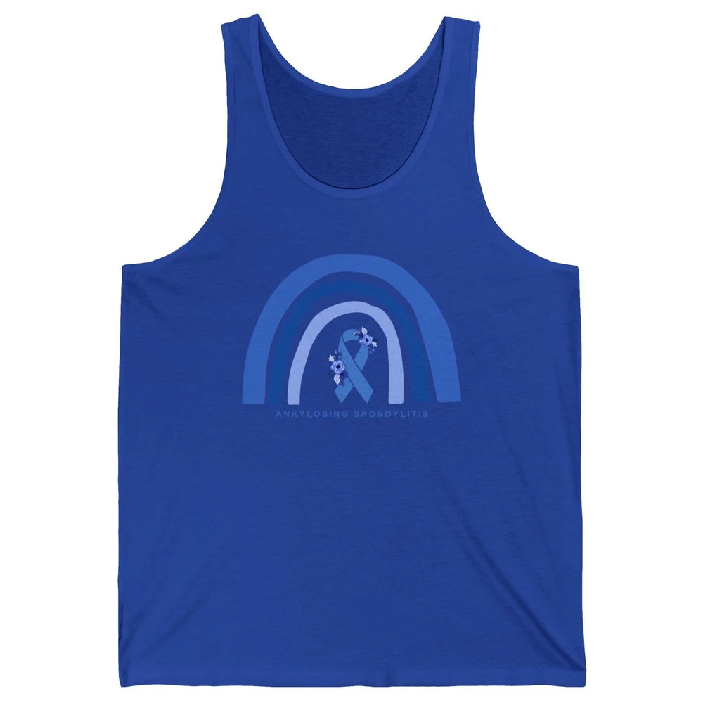 Ankylosing Spondylitis Awareness Support Floral Blue Ribbon Unisex Jersey Tank