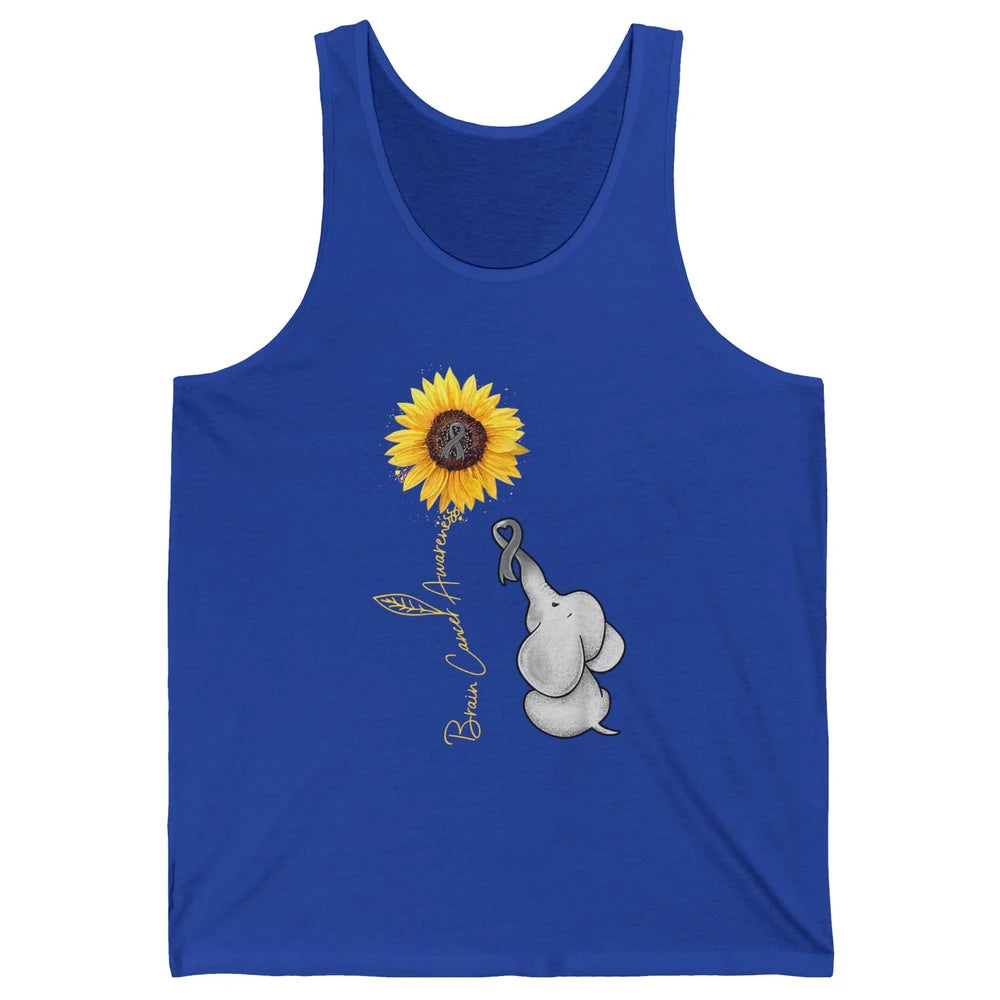 Sunflower Baby Elephant Brain Cancer Awareness Grey Ribbon Unisex Jersey Tank