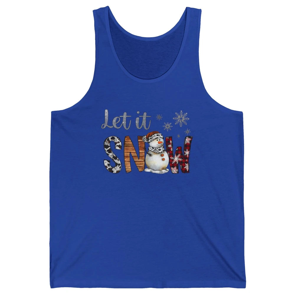 Leopard Snowman Let It Snow Snowflakes Western Christmas Unisex Jersey Tank