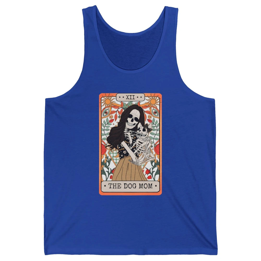 Retro Skeleton Tarot Card The Dog Mom Halloween Dog Lovers Unisex Jersey Tank