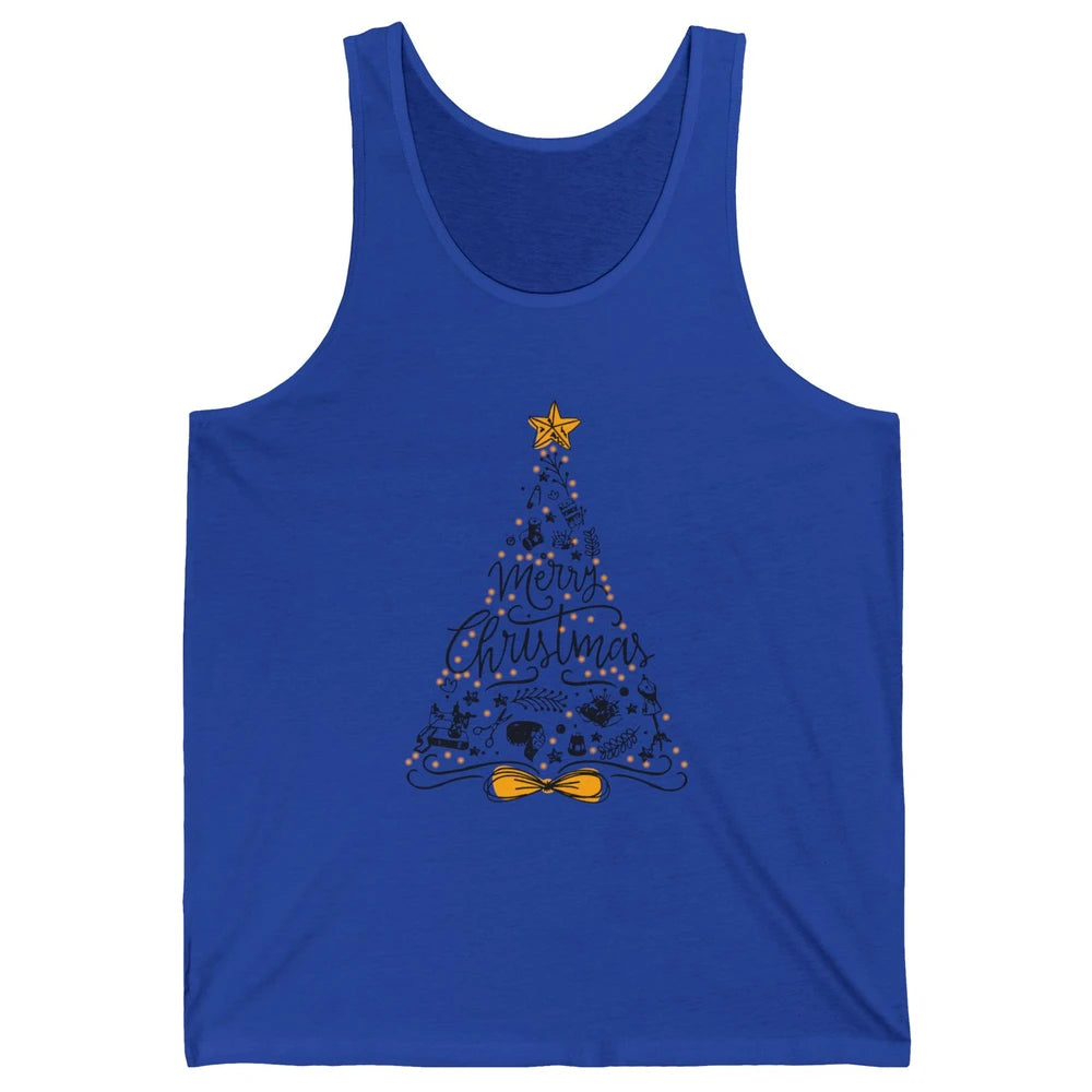 Funny Sewing Merry Christmas Tree Quilting Symbols Christmas Unisex Jersey Tank