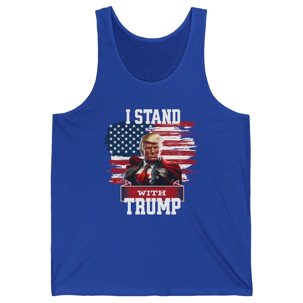 Retro US Flag I Stand With Donald Trump Return 2024 Patriot Unisex Jersey Tank