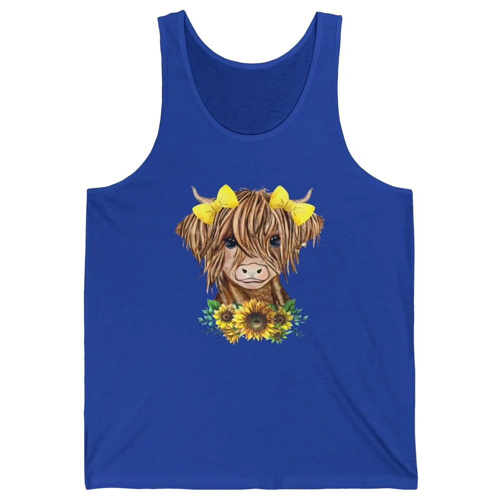 Baby Highland Cow Sunflower Western Country Heifer Cattles Unisex Jersey Tank