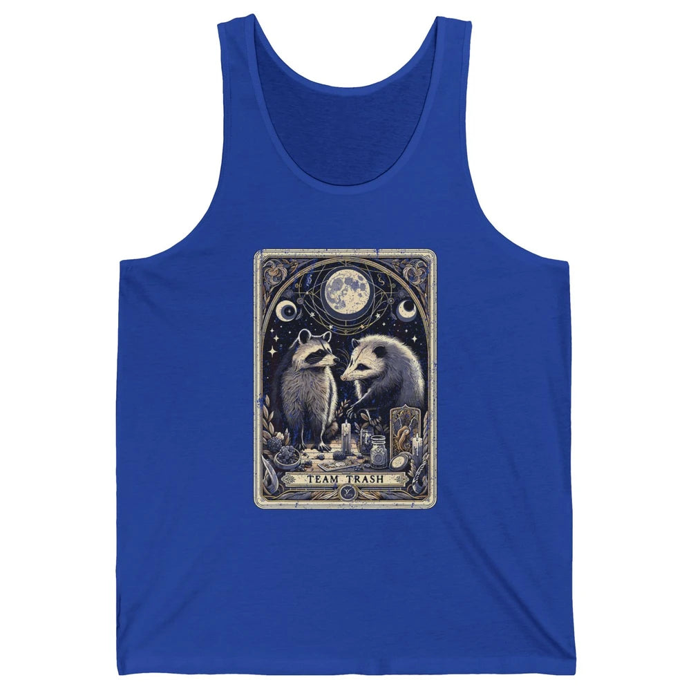 Team Trash Tarot Card Opossum Witchcraft Goth Possum Vintage Panda Raccoon Sarcastic Unisex Jersey Tank