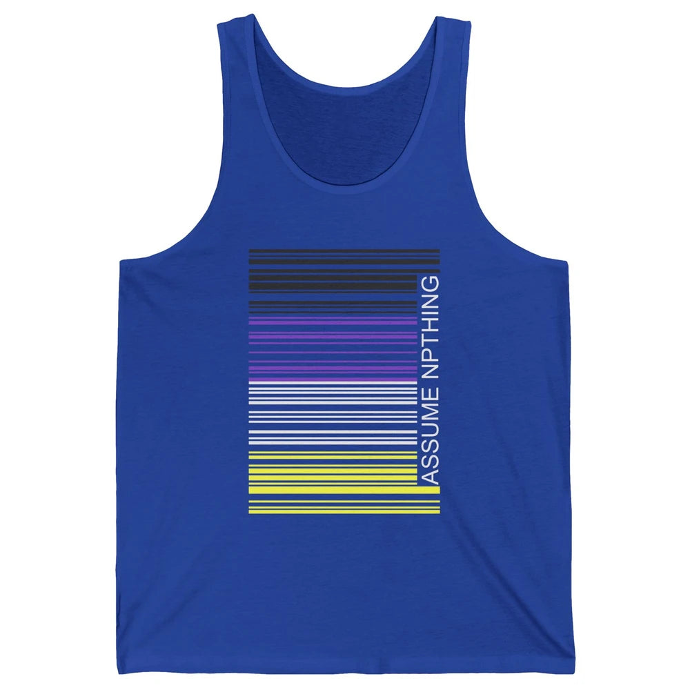 Assume Nothing Barcode Non Binary Genderqueer Pride Month Unisex Jersey Tank