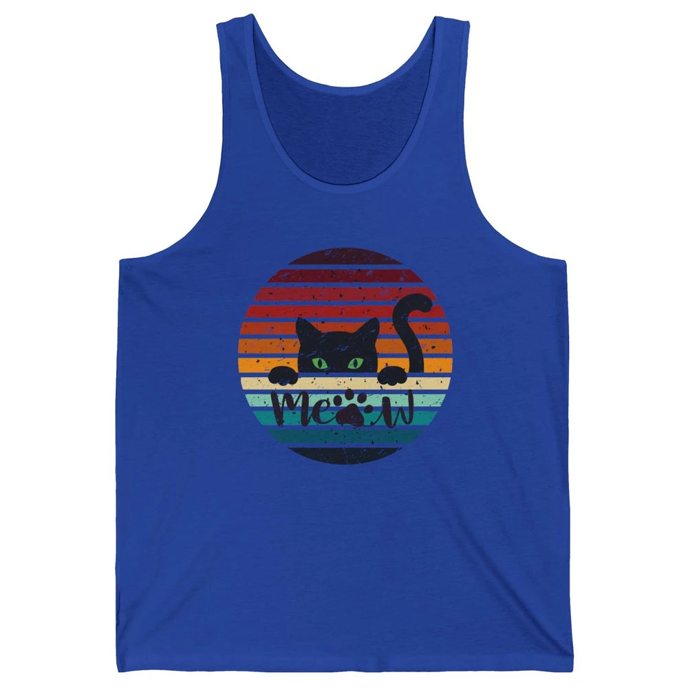 Vintage Black Cat Peeking Meow Cat Mom Cat Lady Gift Unisex Jersey Tank