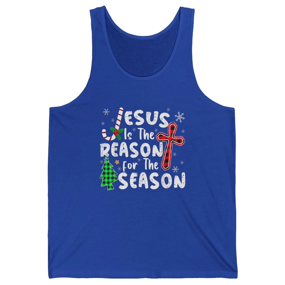 Merry Christmas Jesus The Reason For Season Xmas Cross Candy Unisex Jersey Tank