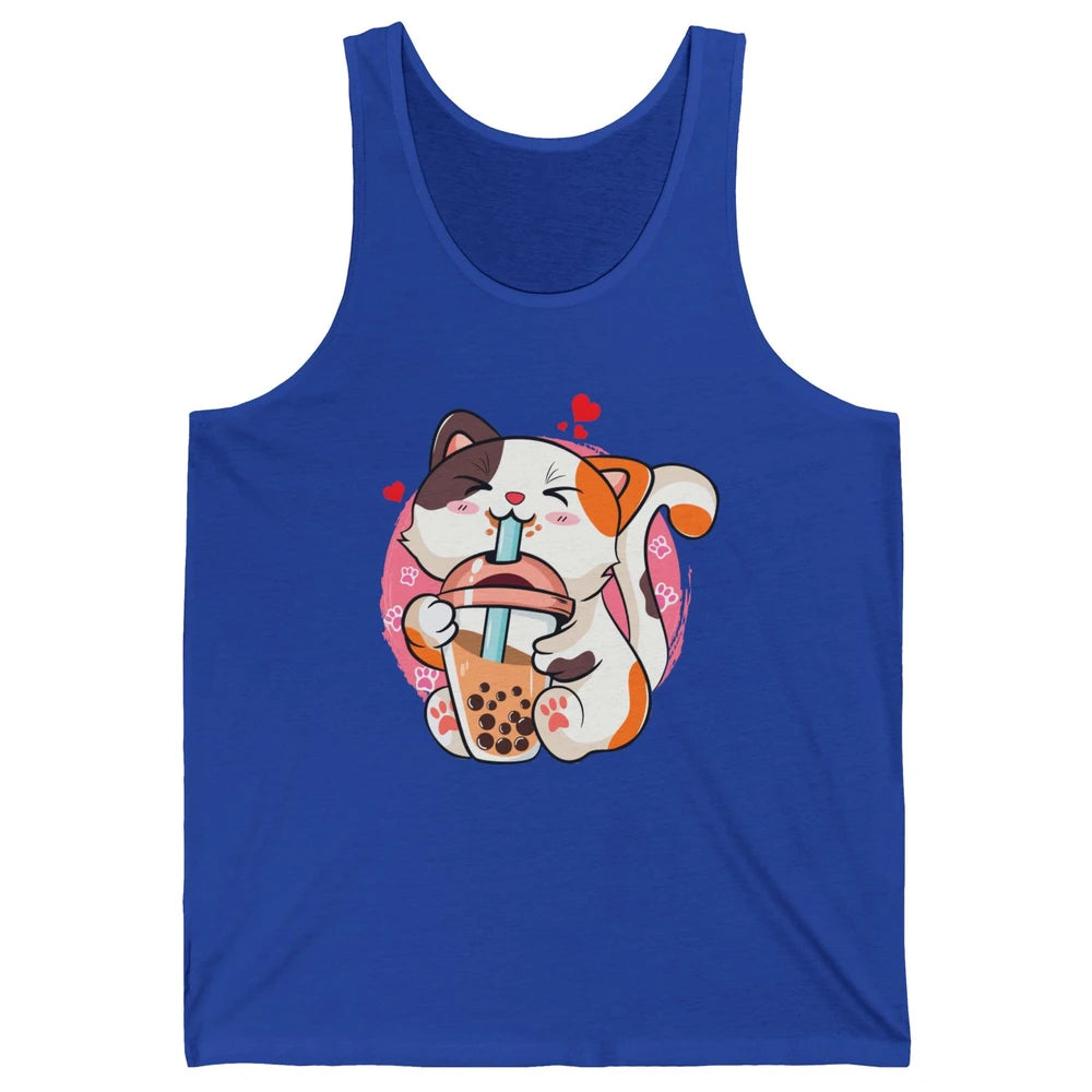 Boba Tea Cat Kawaii Cat Drink Milk Tea Kawaii Boba Cat Lover Unisex Jersey Tank