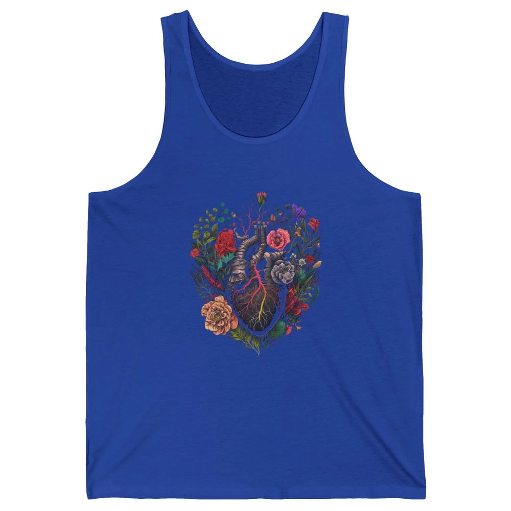 Anatomical Heart Show Your Love Anatomy Cardiologist Floral Unisex Jersey Tank