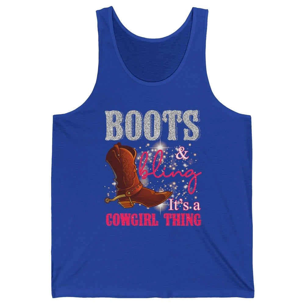 Western Country Cowgirl Thing Boots Bling Women Rodeo Cowboy Unisex Jersey Tank