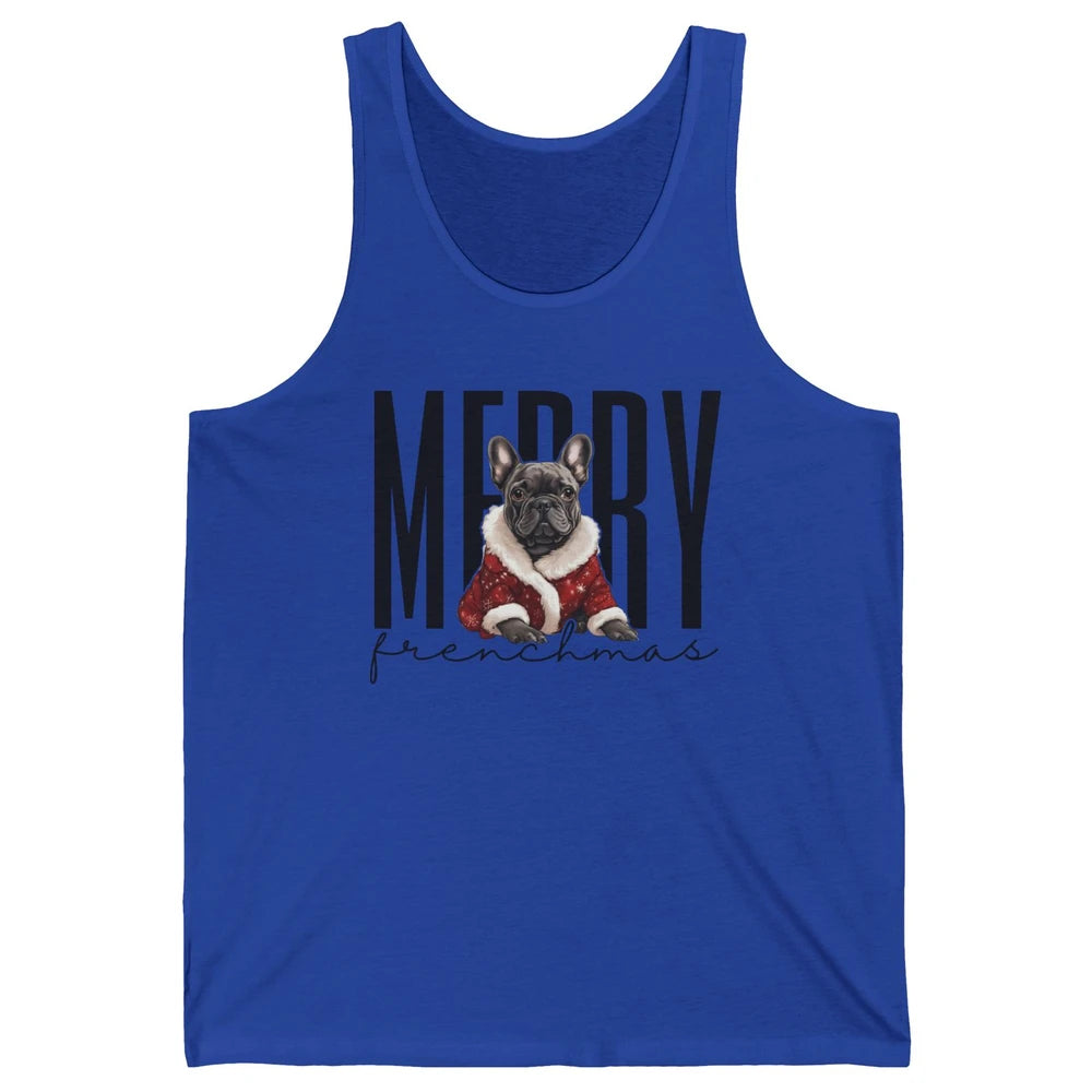 Funny French Bulldog Merry Frenchmas Christmas Dog Mom Unisex Jersey Tank