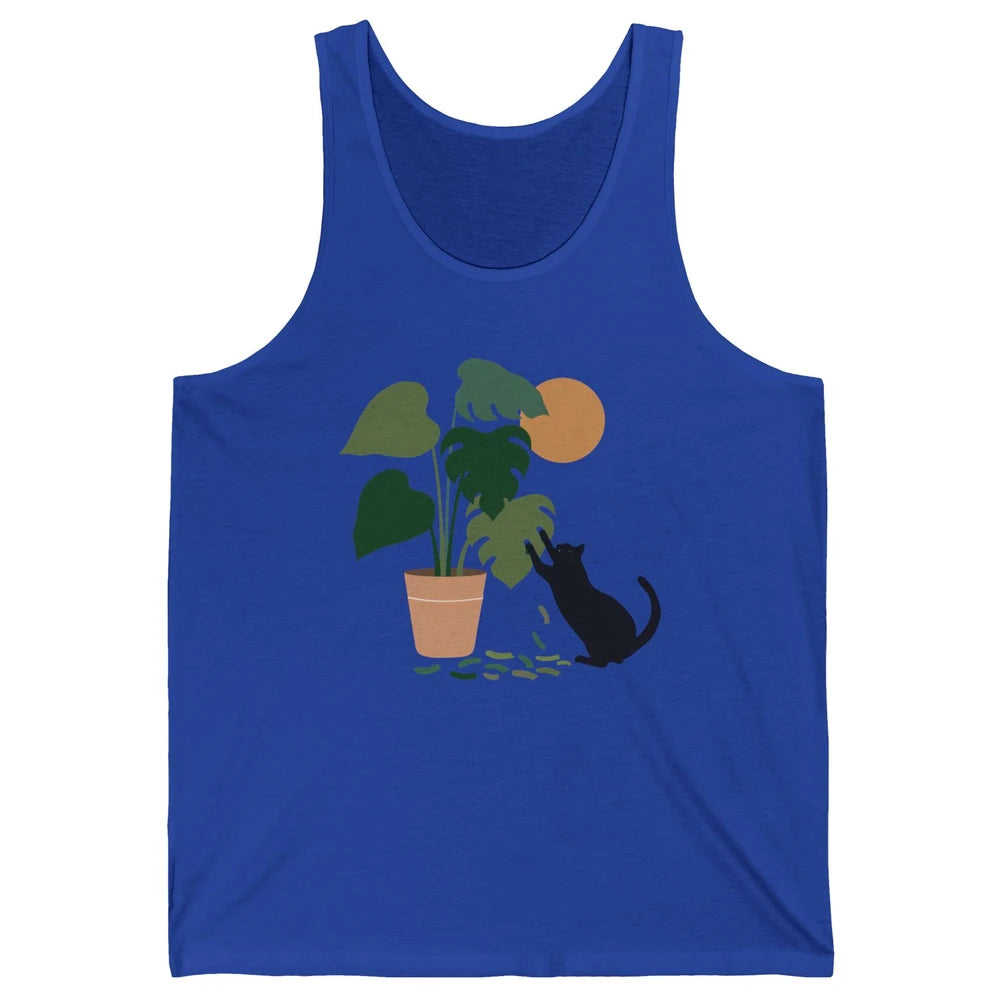 Black Cat And Plant The Making Of Monstera Garden Cat Lovers Unisex Jersey Tank