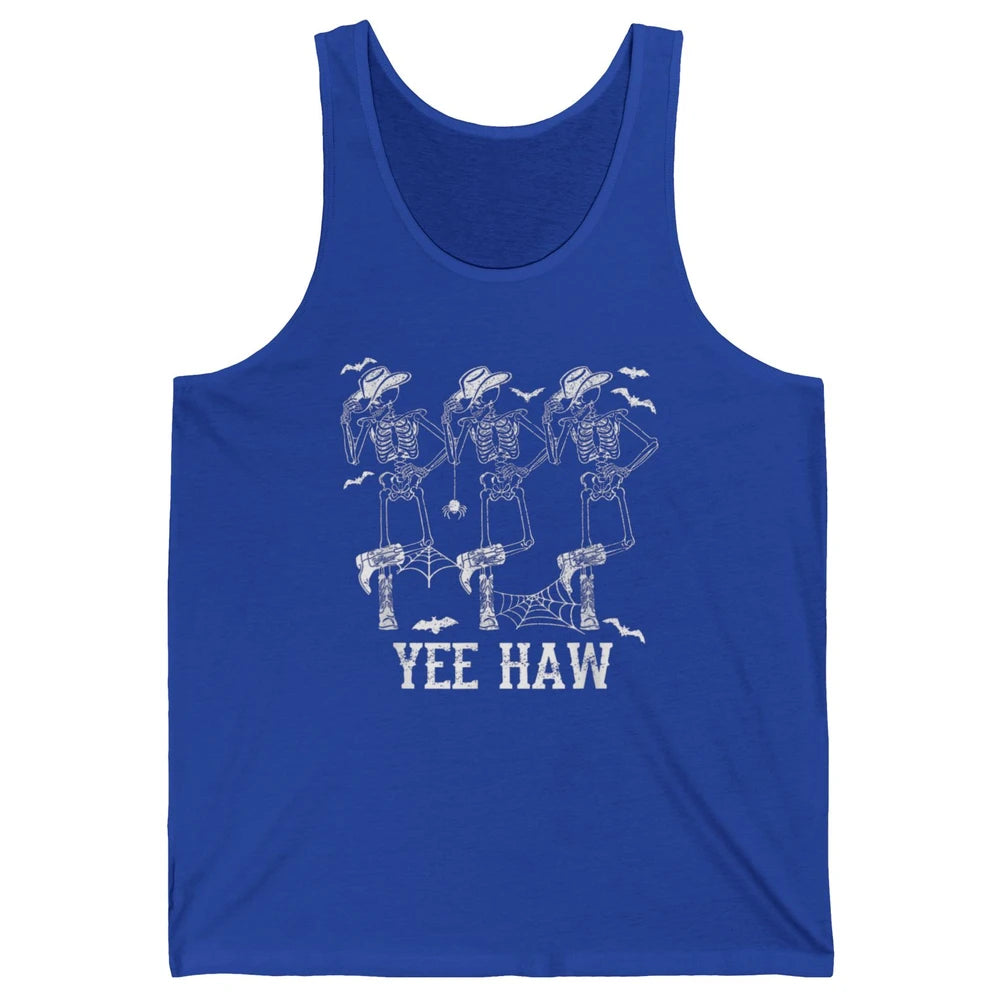 Yee Haw Skeleton Dancing Cowboy Boots Howdy Western Rodeo Unisex Jersey Tank