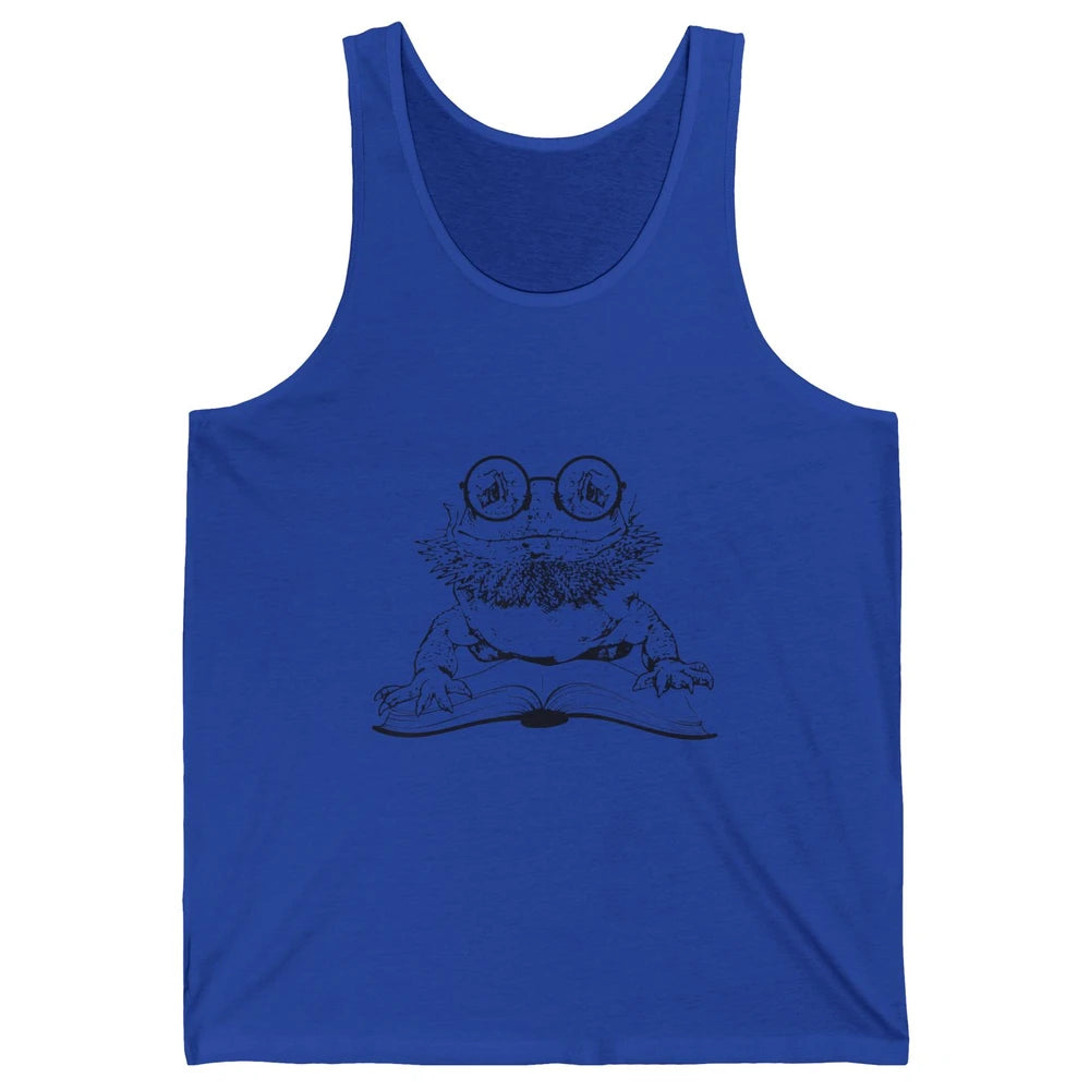 Bearded Dragon Glasses Reading Books Bookworm Funny Animal Unisex Jersey Tank