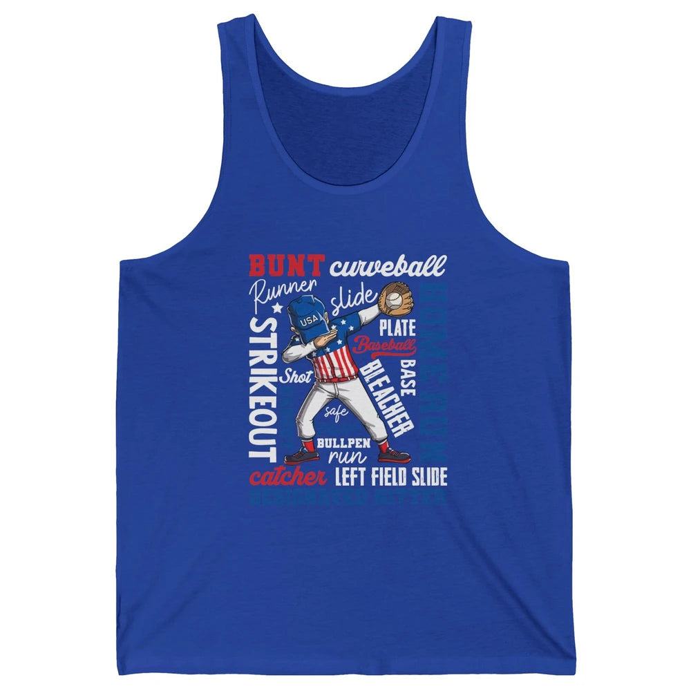 Baseball Dabbing 4th of July US Patriotic Baseball Players Unisex Jersey Tank