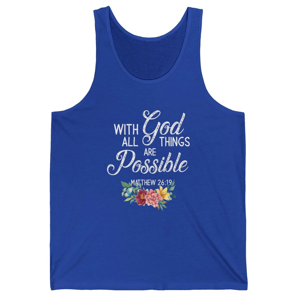 With God All Things Are Possible Jesus Christian Bible Verse Unisex Jersey Tank