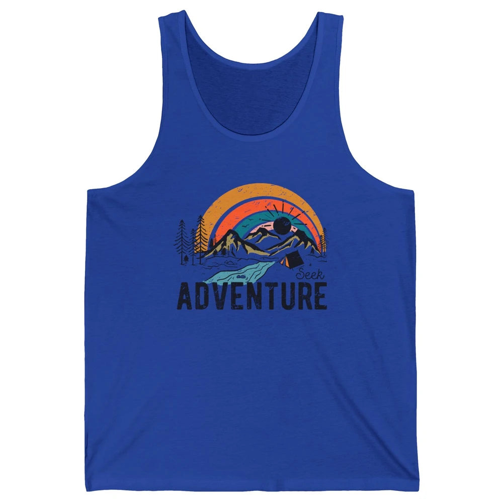 Vintage Mountain Sunrise Seek Adventure Camping Hiking Lover Unisex Jersey Tank