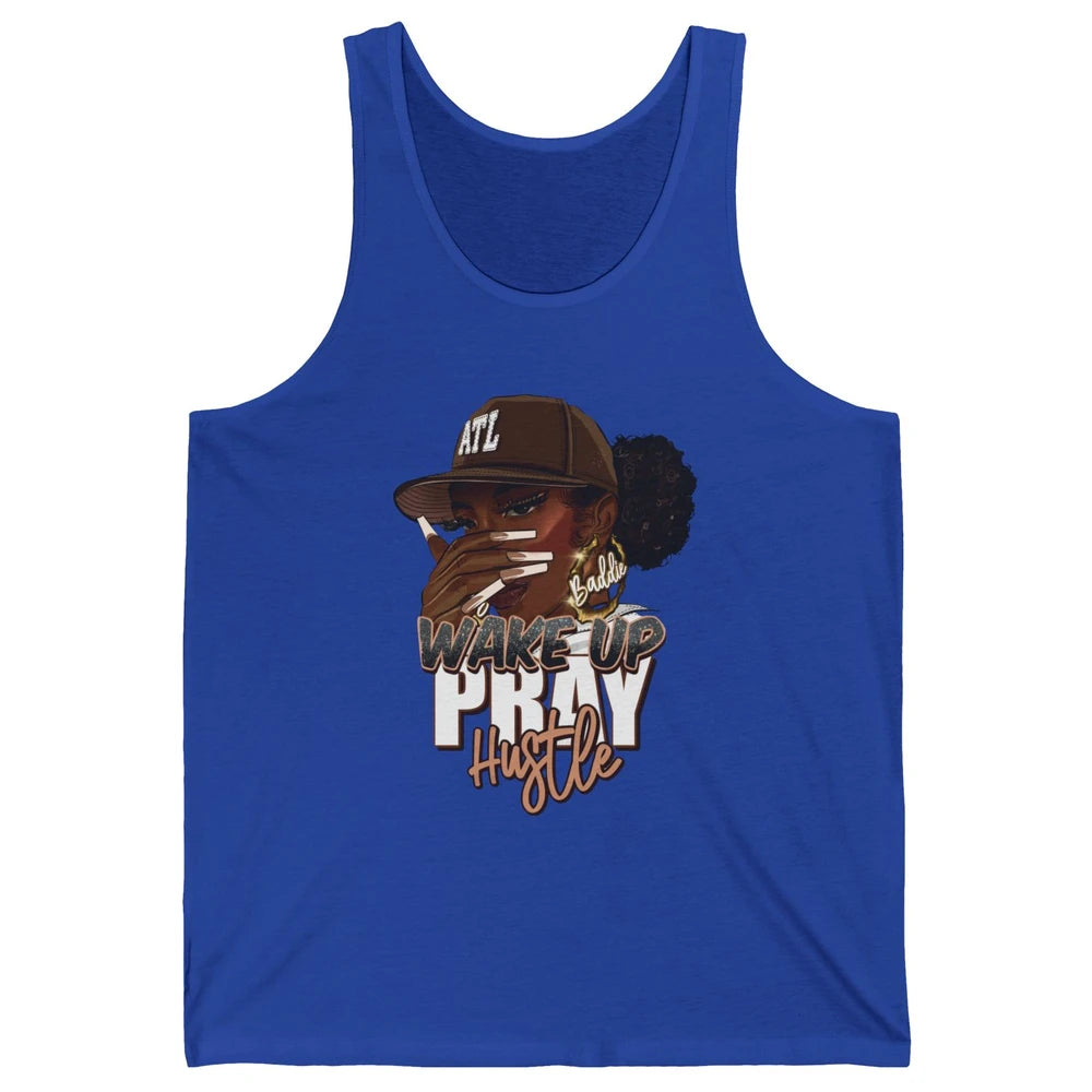 Afro Woman Wake Up Pray Hustle Inspirational Black Women Unisex Jersey Tank