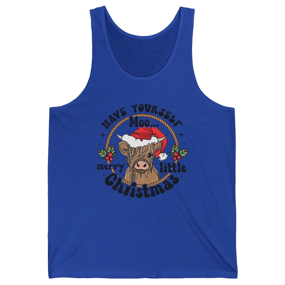 Have Yourself Merry Little Christmas Cow Santa Hat Xmas Gift Unisex Jersey Tank