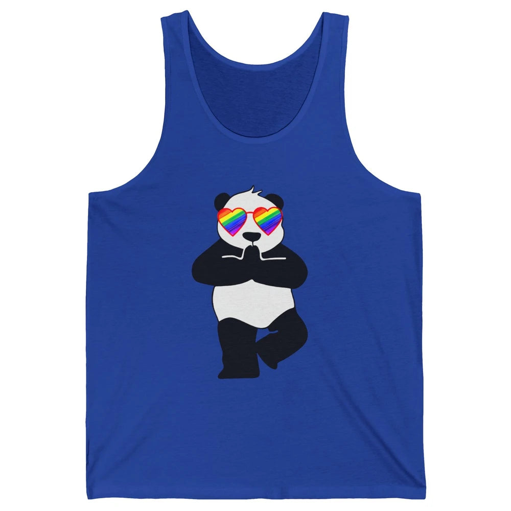 Yoga Panda LGBT Gay Pride Month Rainbow Sunglasses Love Unisex Jersey Tank