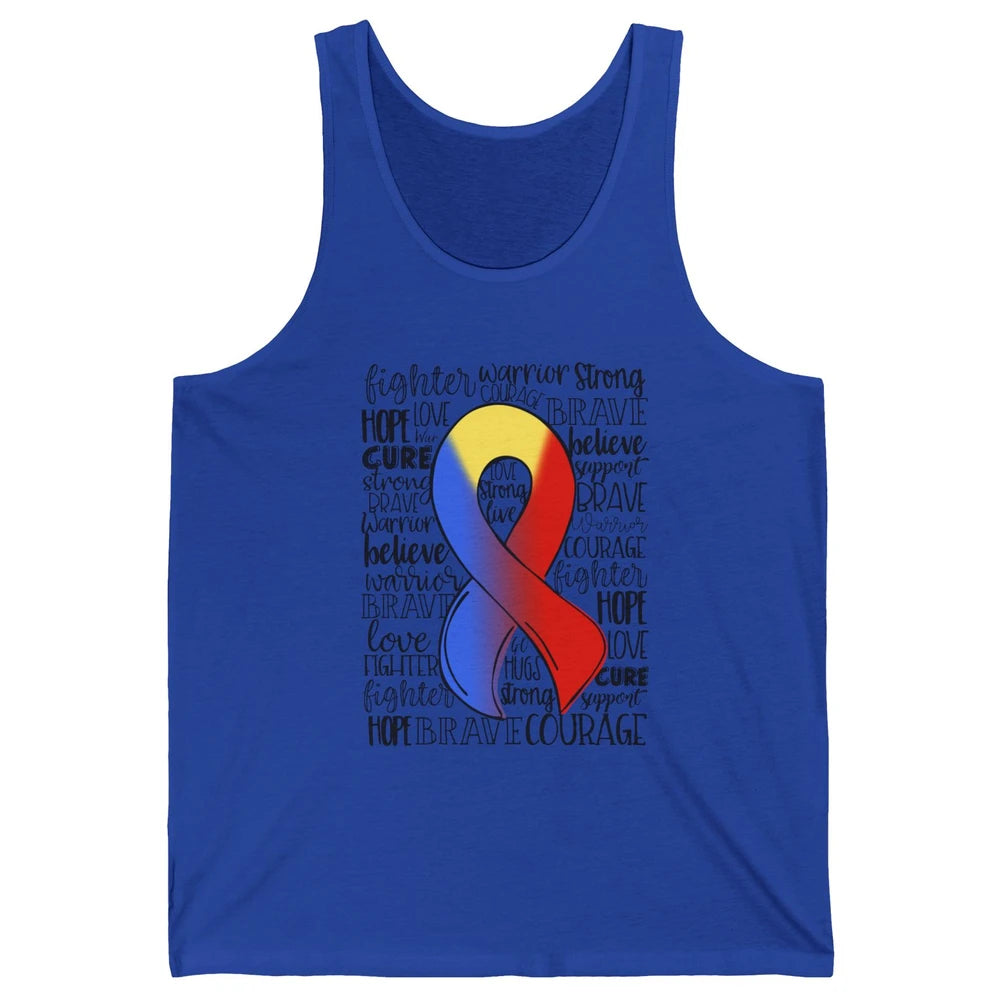 Thoracic Outlet Syndrome Awareness Blue Red Ribbon Hope Love Unisex Jersey Tank