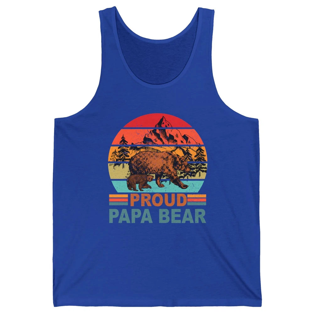 Vintage Mountain Proud Papa Bear Baby Bear Fathers Day Unisex Jersey Tank