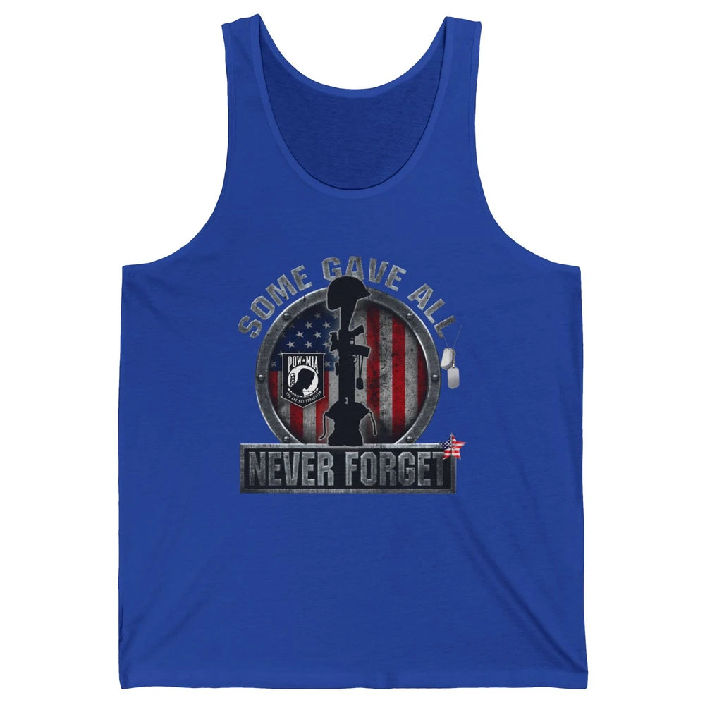 Retro US Veteran Some Gave All Never Forget Memorial Day Unisex Jersey Tank