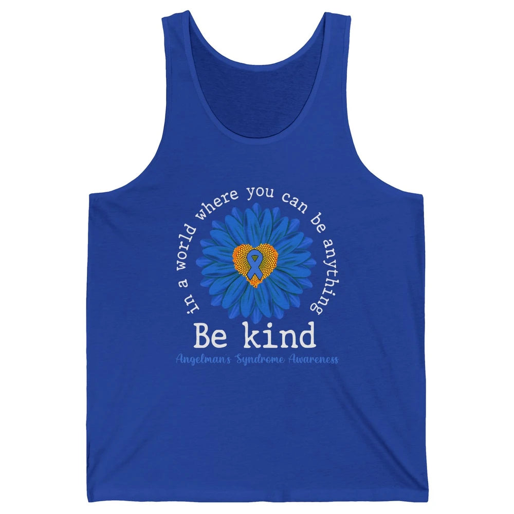 Angelman's Syndrome Awareness Blue Ribbon Sunflower Be Kind Unisex Jersey Tank