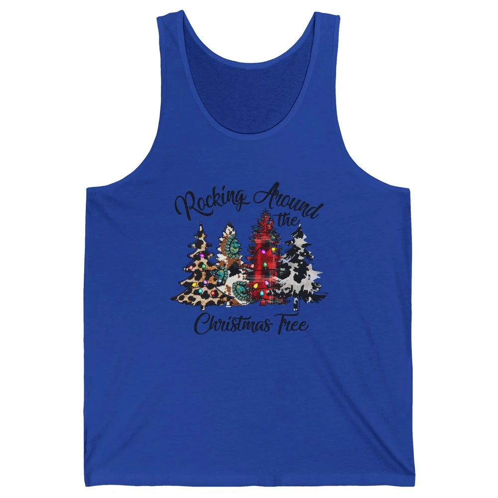 Leopard Christmas Tree Rocking Around Christmas Tree Western Unisex Jersey Tank