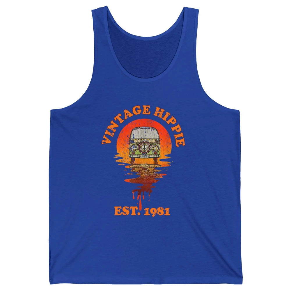 Vintage Hippie 1981 40th Birthday Hippie Van Peace Lovers Unisex Jersey Tank