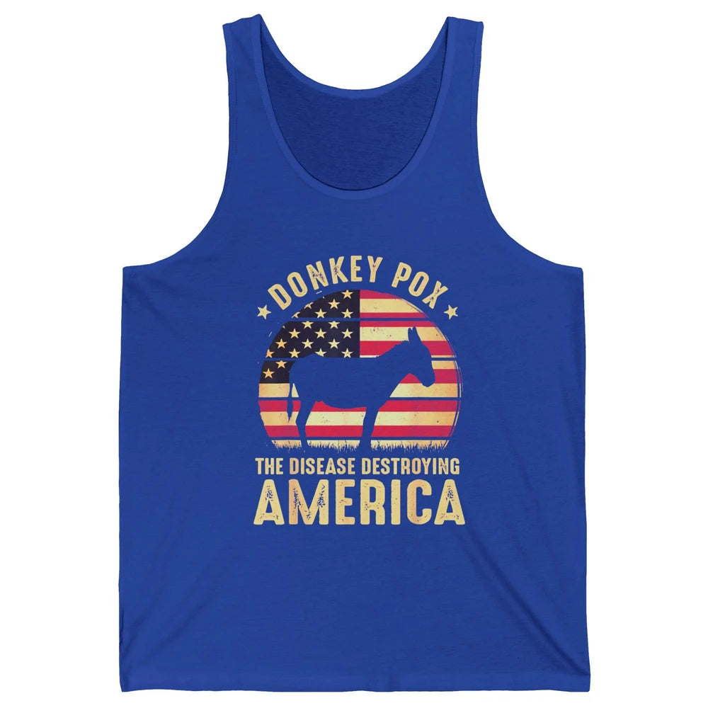 Vintage Donkey Pox The Disease Destroying America Usa Flag Unisex Jersey Tank