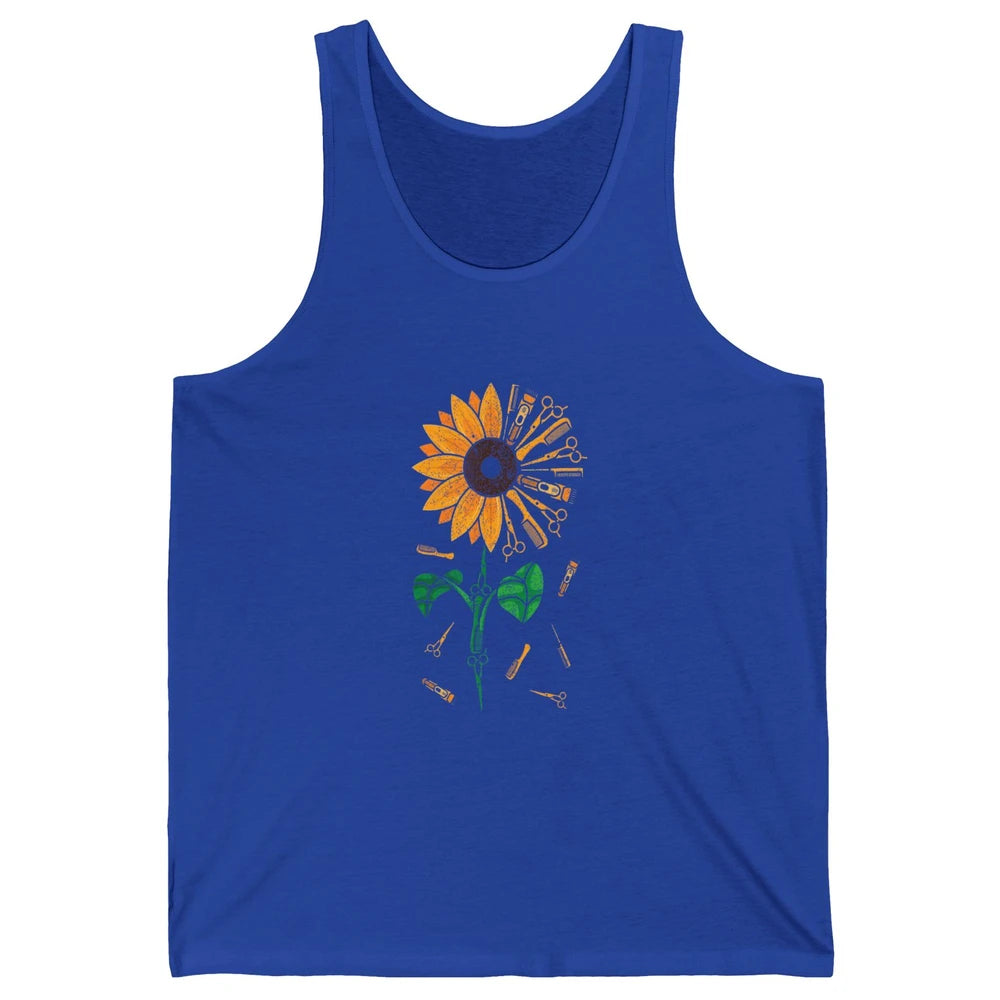 Barber Tool Sunflower Style Hairstylist Hairdresser Vintage Unisex Jersey Tank