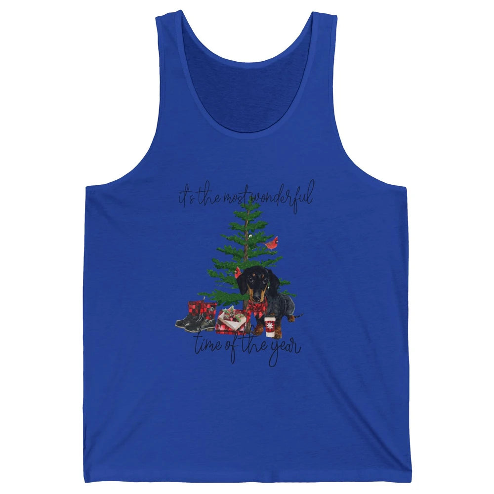 Dachshund Christmas Tree The Most Wonderful Time Of The Year Unisex Jersey Tank