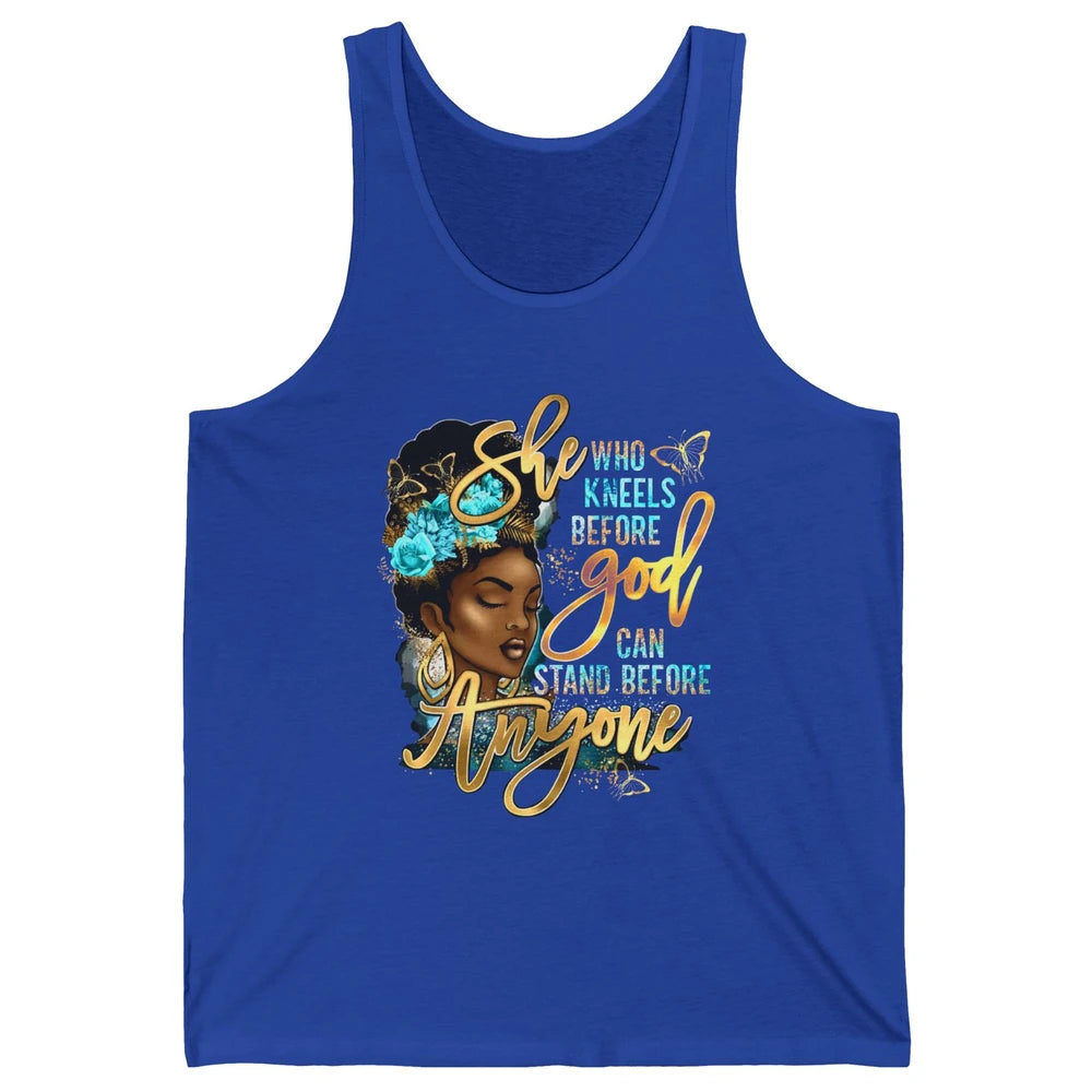 Black Girl She Who Kneels Before God Christian Afro Women Unisex Jersey Tank