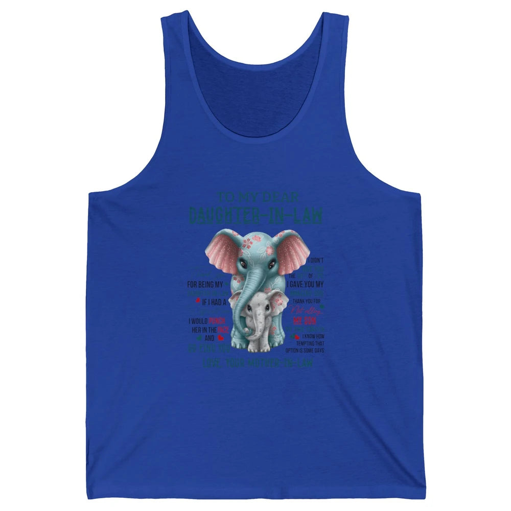 To My Dear Daughter In Law Love Mother In Law Cute Elephant Unisex Jersey Tank