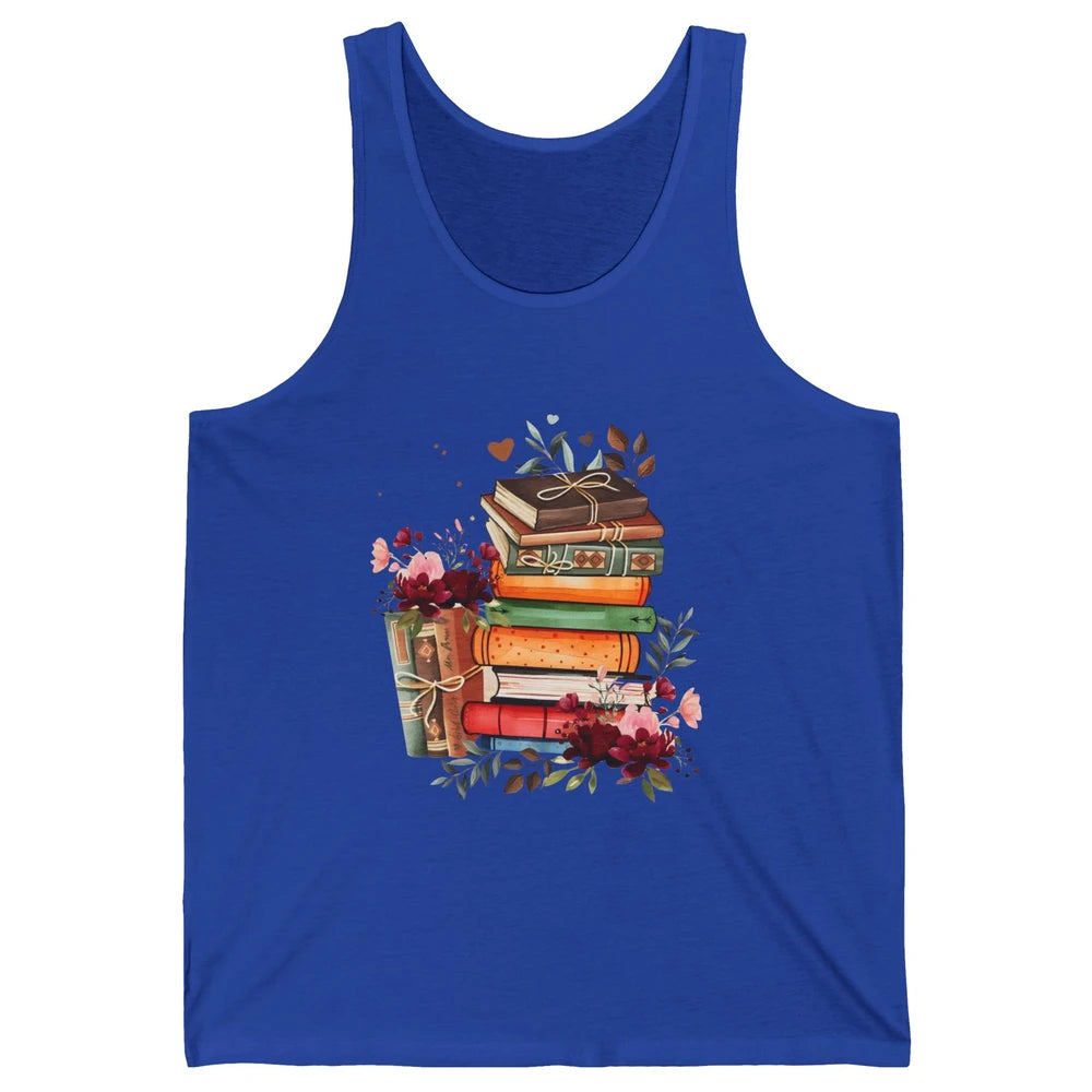 Books Floral Librarian Book Wildflower Bookworm Book Lovers Unisex Jersey Tank