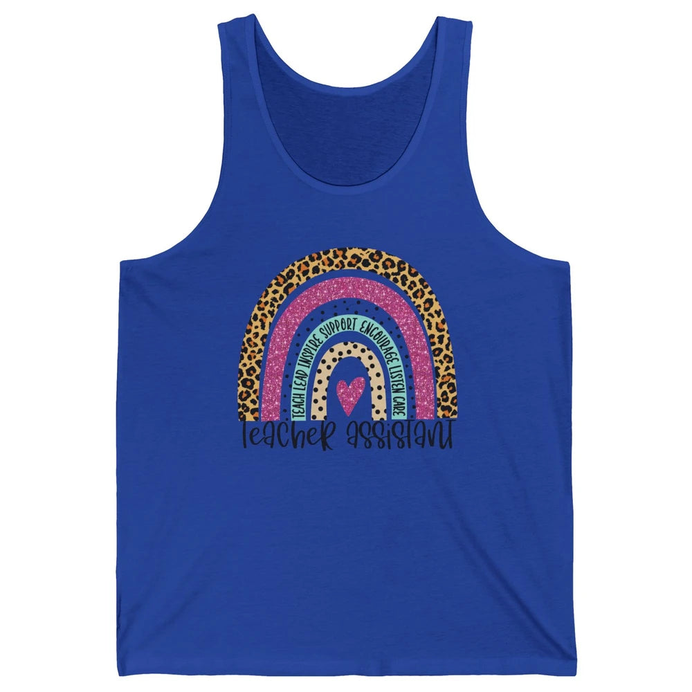 Teacher Assistant Leopard Rainbow Teacher Appreciation Gift Unisex Jersey Tank