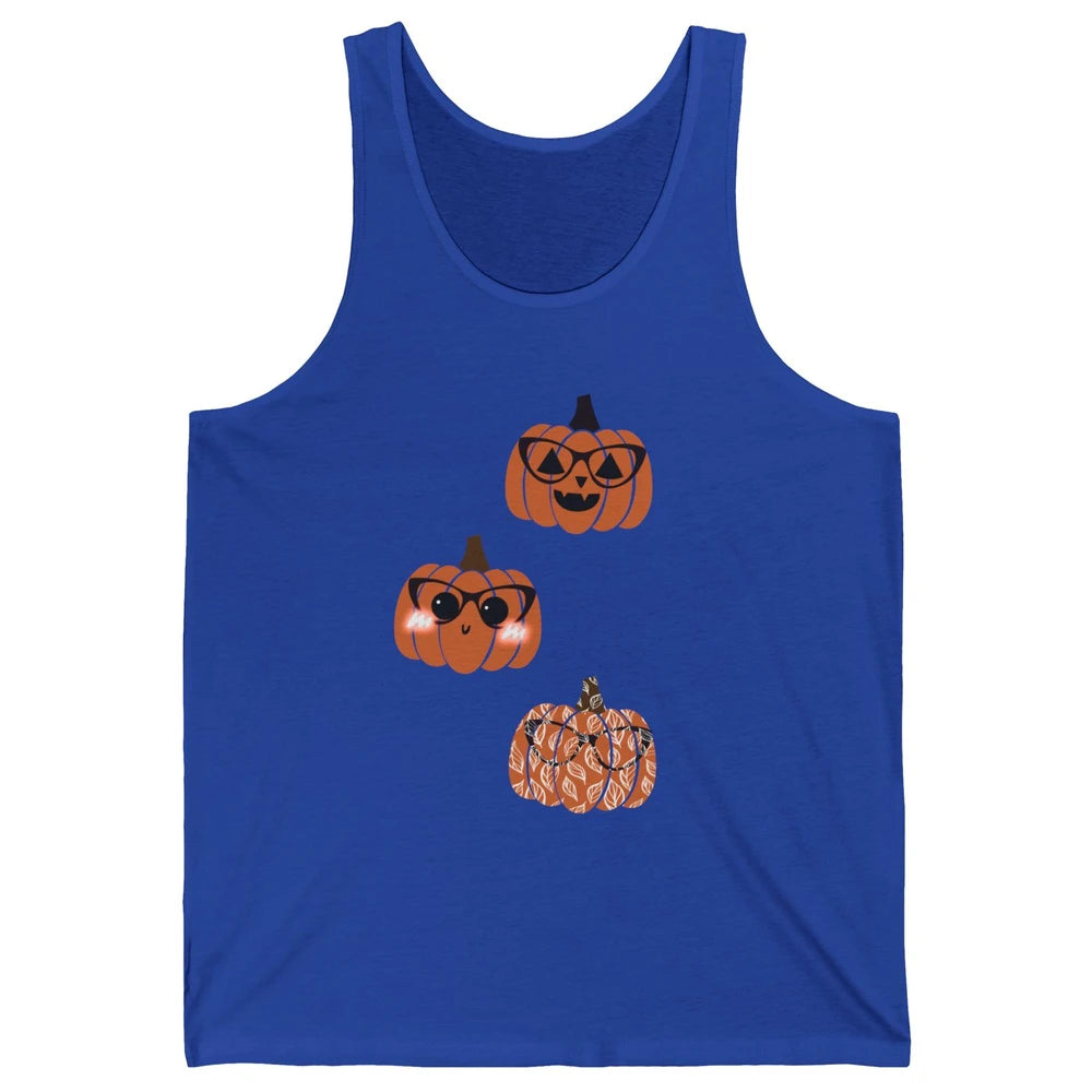 Three Pumpkin Eyeglasses Optician Life Halloween Optometrist Unisex Jersey Tank