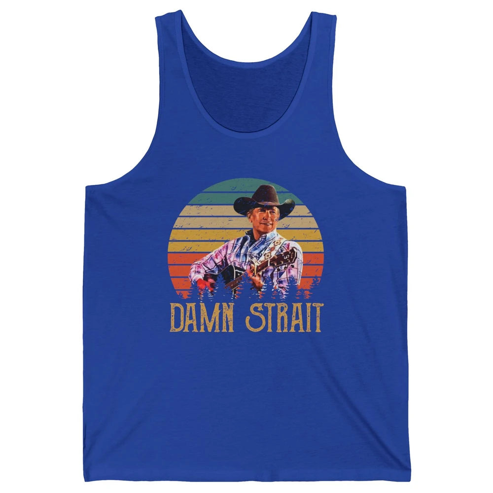 Vintage Cowboy Guitar Country Music Damn Strait Western Unisex Jersey Tank