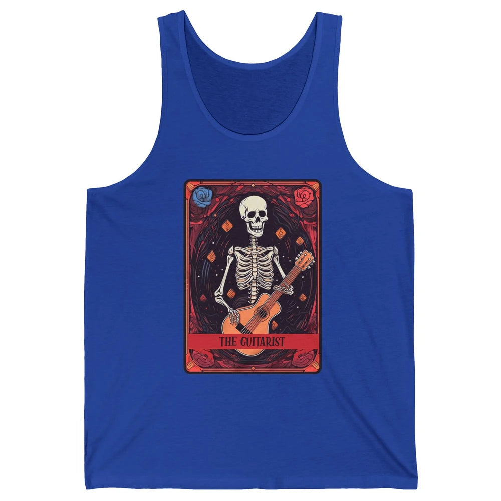 Retro Skeleton Musician The Guitarist Tarot Card Halloween Unisex Jersey Tank