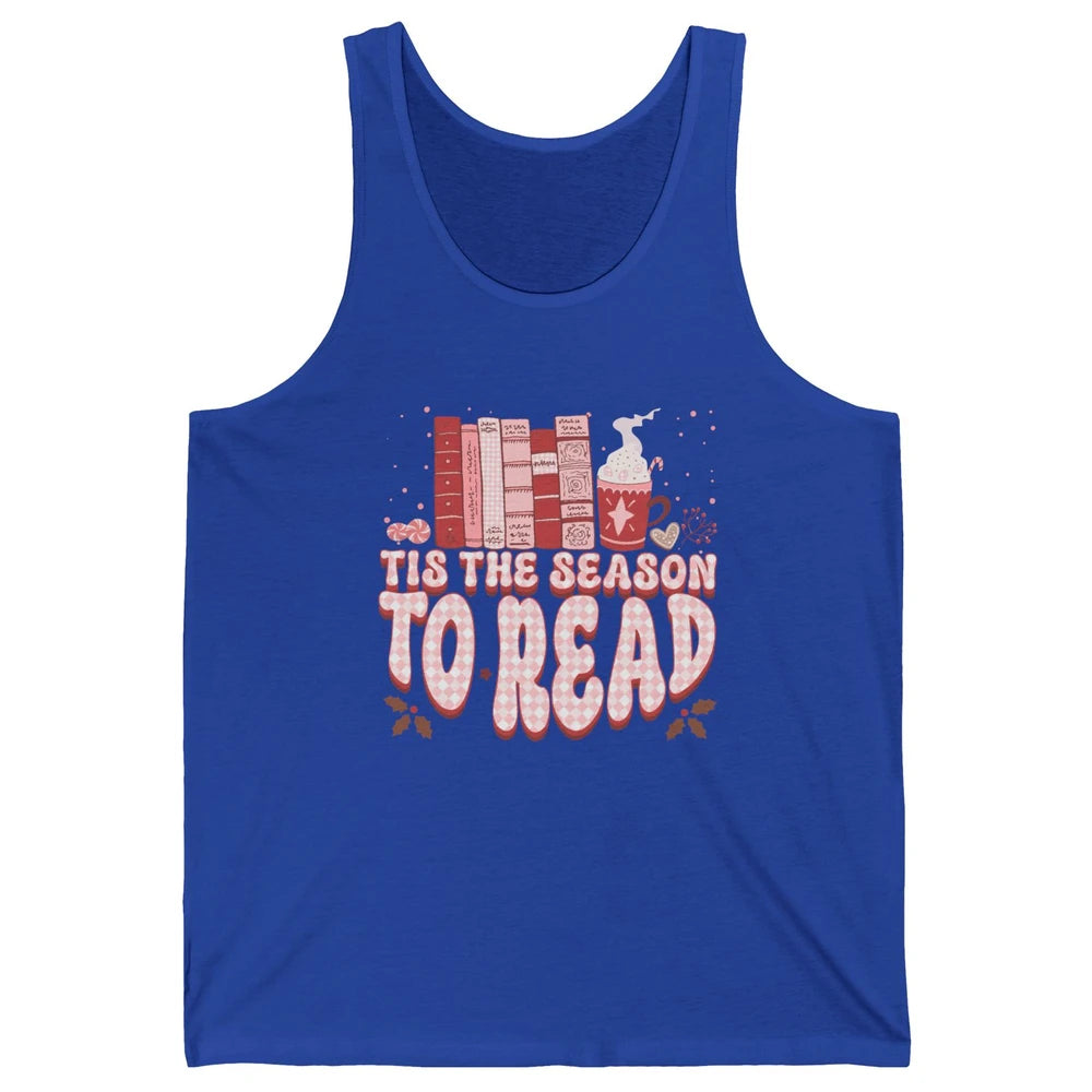 Tis The Season To Read Retro Christmas Book Reader Book Nerd Unisex Jersey Tank