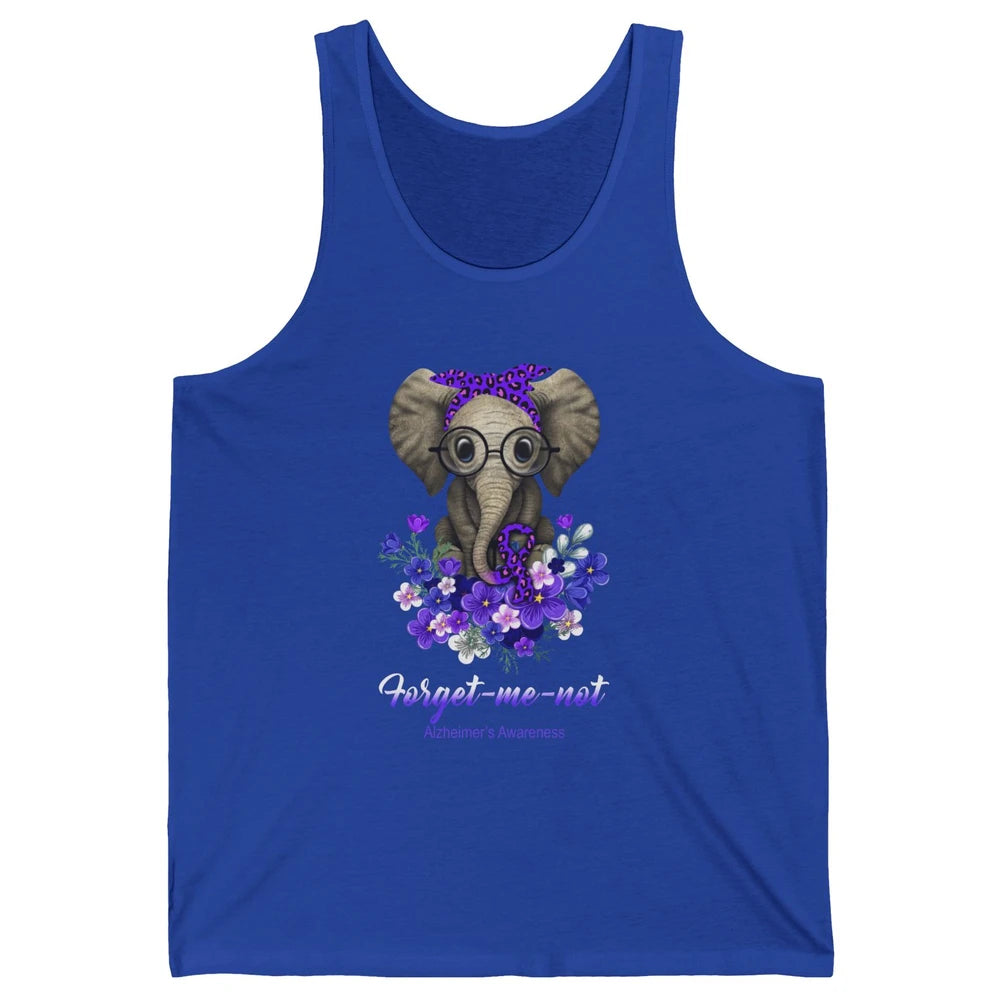 Alzheimer Awareness Purple Ribbon Elephant Forget Me Not Unisex Jersey Tank