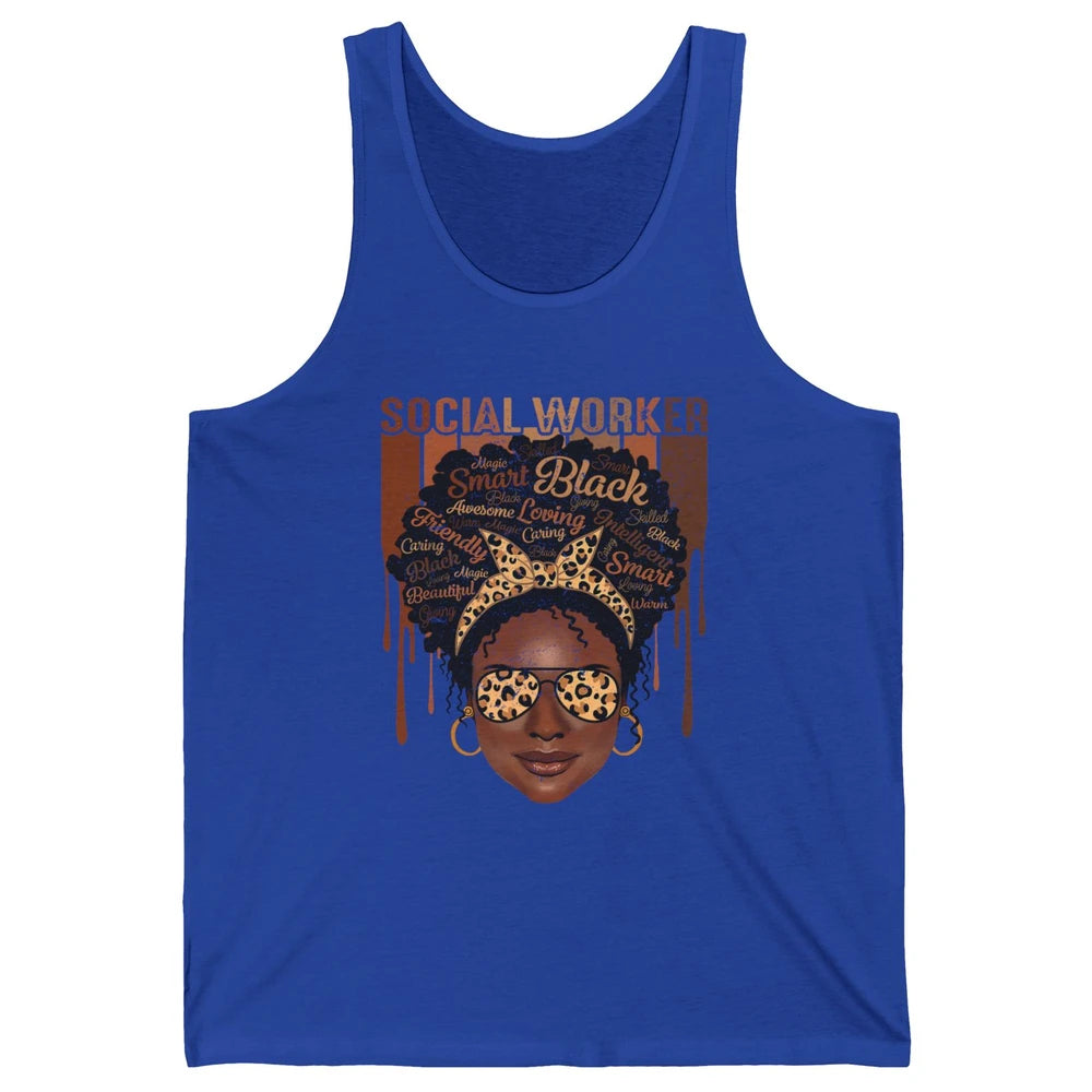 Social Worker Afro Messy Bun African American Social Work Unisex Jersey Tank