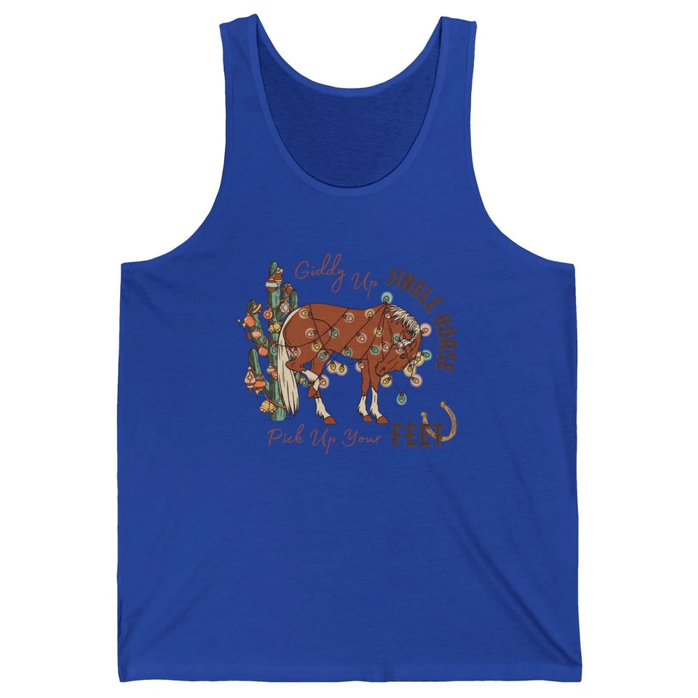 Giddy Up Jingle Horse Pick Up Your Feet Christmas Lights Unisex Jersey Tank