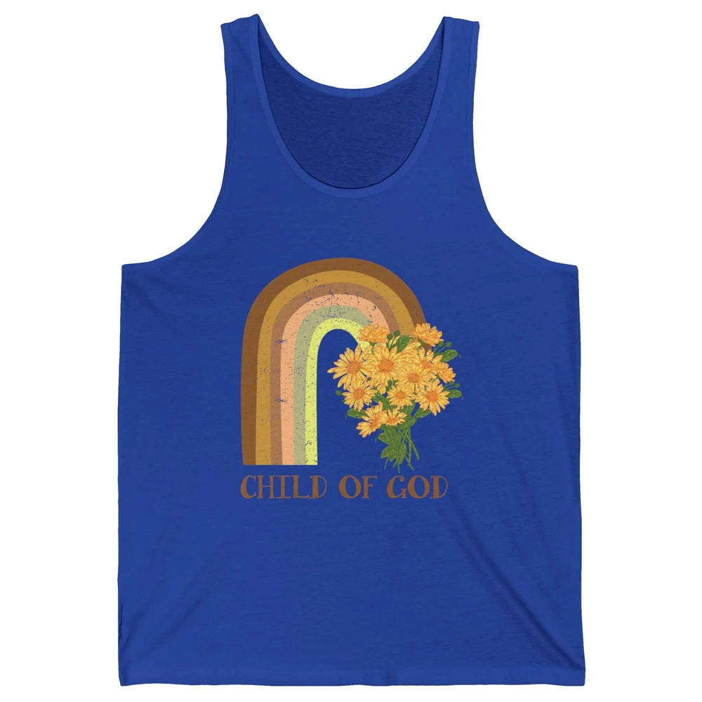 Vintage Sunflower Rainbow Child Of God Christian Religious Unisex Jersey Tank