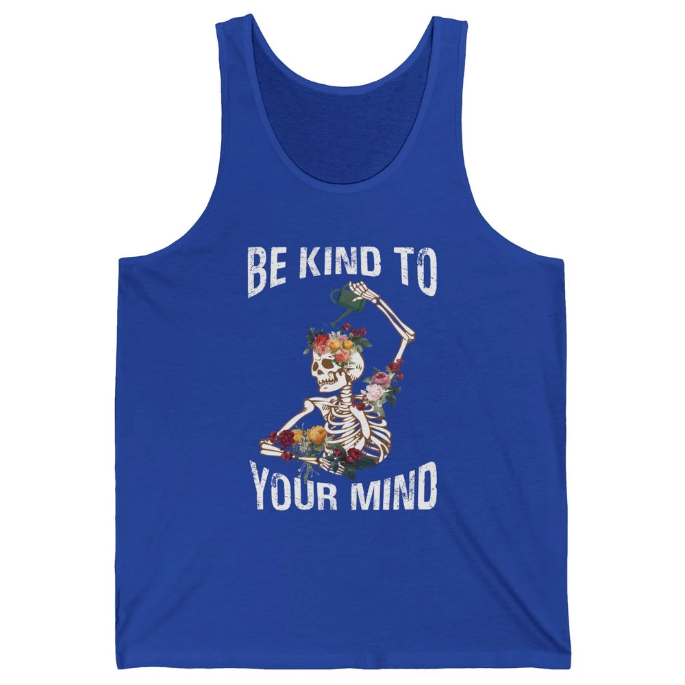 Be Kind Skull Retro Floral Skeleton Motivation Positive Mind Unisex Jersey Tank