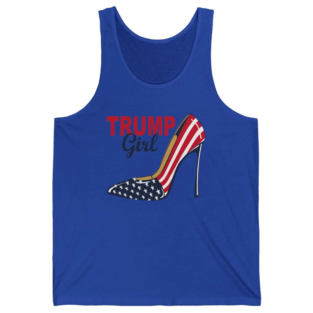 Trump Girl American Flag High Heels Republican Trump Support Unisex Jersey Tank