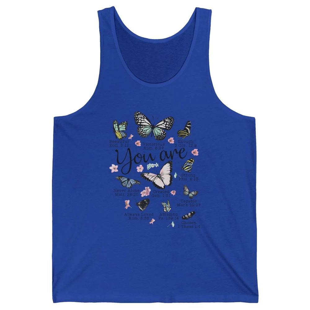 You Are Beautiful Bible Verse Butterfly Christian Jesus God Unisex Jersey Tank