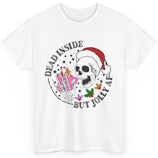 Christmas Skeleton Coffee Dead Inside But Jolly AF Christmas Classic Unisex T-Shirt